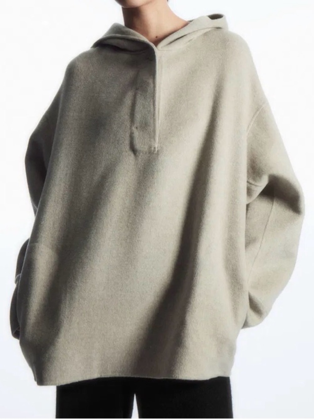 COS Oversized Crewneck Hoodie Sweater in Light Beige